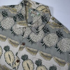 Tommy Bahama Silk Shirt Pineapple Print Camp Button Up Short Sleeve Men's‎ Large